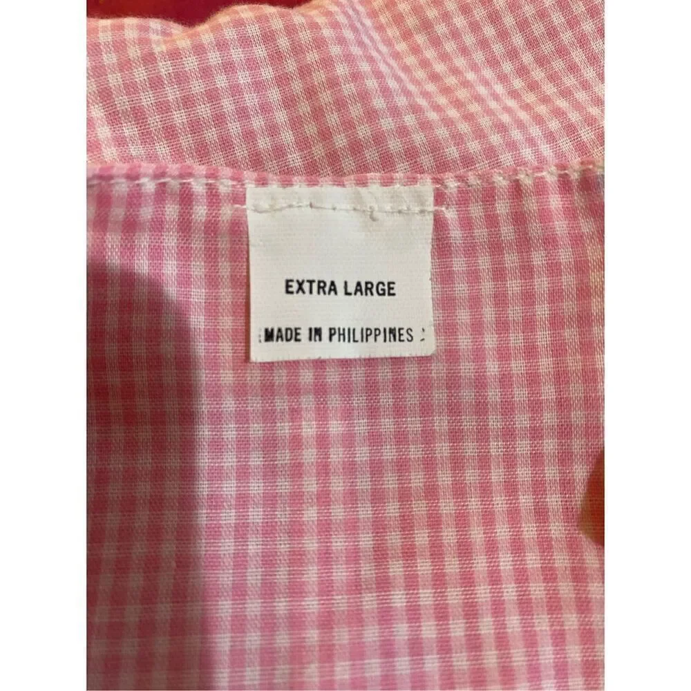 Vintage baby girl, pink and white checkered romper with padded angel size 3/6 mo